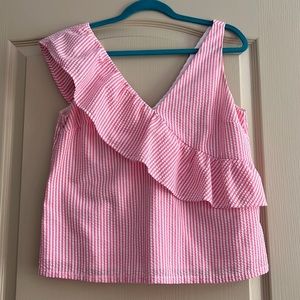 Vineyard vines seersucker ruffle tank top